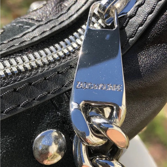 Zadig & Voltaire Le Cecilia patchwork stud Italian leather crossbody bag New - Picture 7 of 11